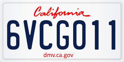 CA license plate 6VCG011