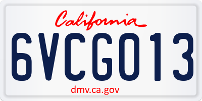 CA license plate 6VCG013