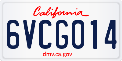 CA license plate 6VCG014