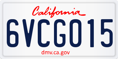 CA license plate 6VCG015