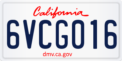 CA license plate 6VCG016