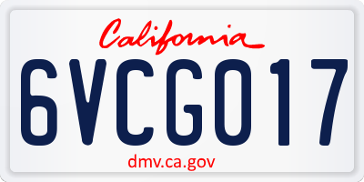 CA license plate 6VCG017