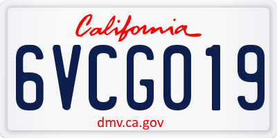 CA license plate 6VCG019