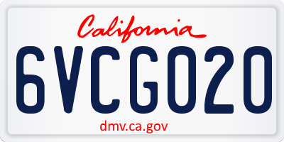 CA license plate 6VCG020