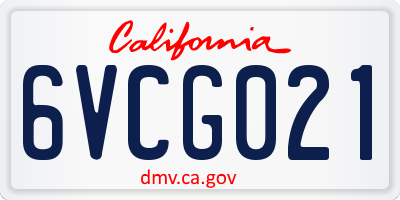 CA license plate 6VCG021