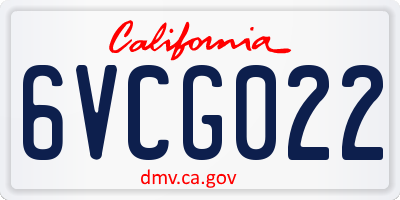 CA license plate 6VCG022