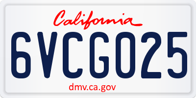 CA license plate 6VCG025