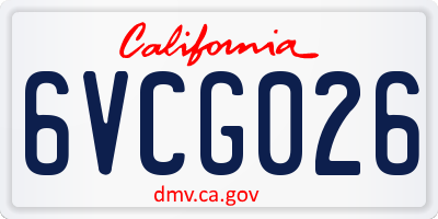 CA license plate 6VCG026
