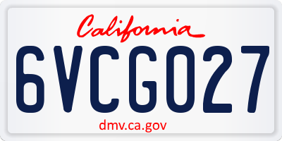 CA license plate 6VCG027