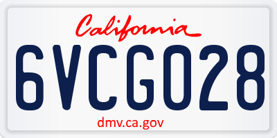 CA license plate 6VCG028