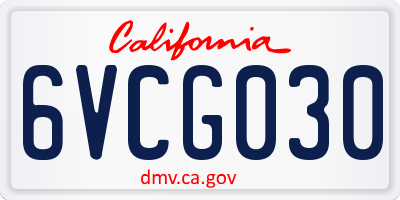 CA license plate 6VCG030