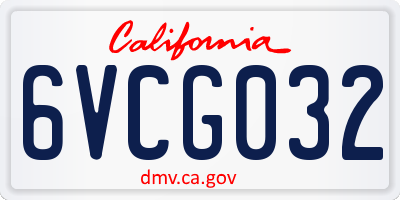 CA license plate 6VCG032