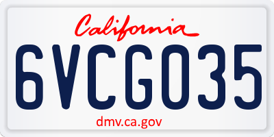 CA license plate 6VCG035