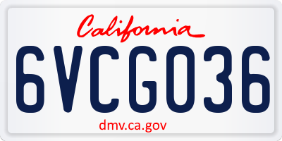 CA license plate 6VCG036