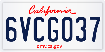 CA license plate 6VCG037