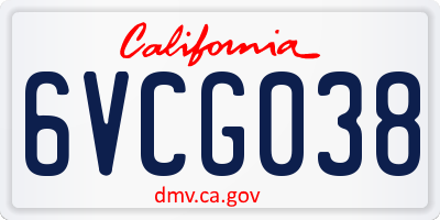 CA license plate 6VCG038