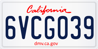 CA license plate 6VCG039