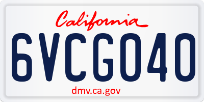 CA license plate 6VCG040
