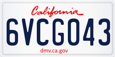 CA license plate 6VCG043