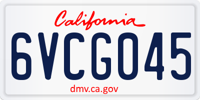 CA license plate 6VCG045
