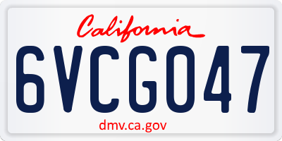 CA license plate 6VCG047