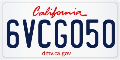 CA license plate 6VCG050