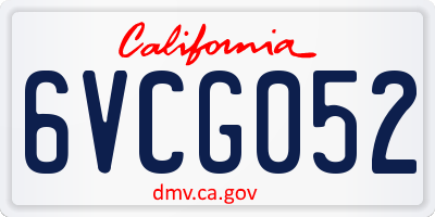 CA license plate 6VCG052