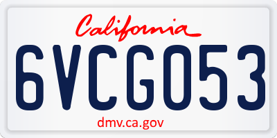 CA license plate 6VCG053