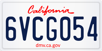 CA license plate 6VCG054
