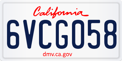 CA license plate 6VCG058