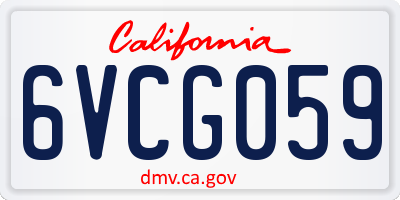 CA license plate 6VCG059