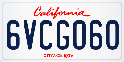 CA license plate 6VCG060