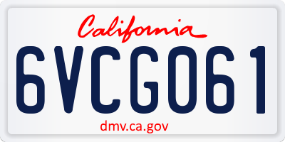 CA license plate 6VCG061