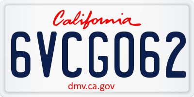CA license plate 6VCG062