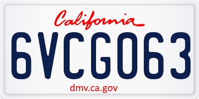 CA license plate 6VCG063