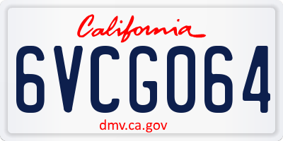 CA license plate 6VCG064