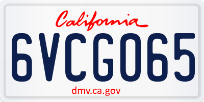 CA license plate 6VCG065