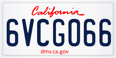 CA license plate 6VCG066