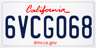 CA license plate 6VCG068