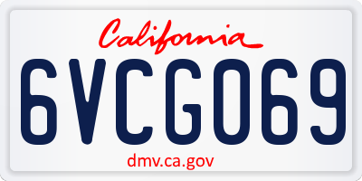 CA license plate 6VCG069