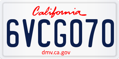 CA license plate 6VCG070