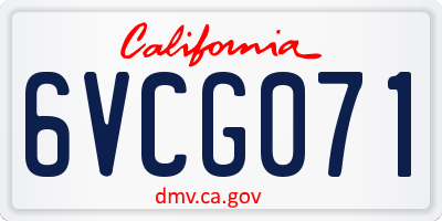 CA license plate 6VCG071