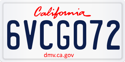 CA license plate 6VCG072