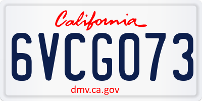 CA license plate 6VCG073
