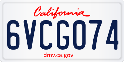 CA license plate 6VCG074