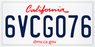 CA license plate 6VCG076