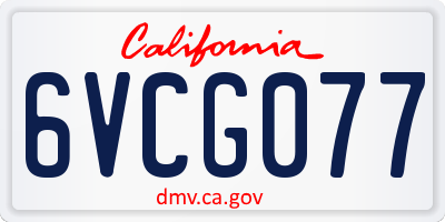 CA license plate 6VCG077