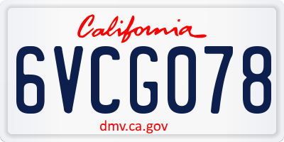 CA license plate 6VCG078