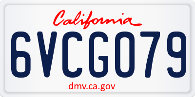 CA license plate 6VCG079