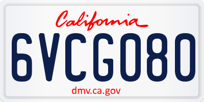 CA license plate 6VCG080